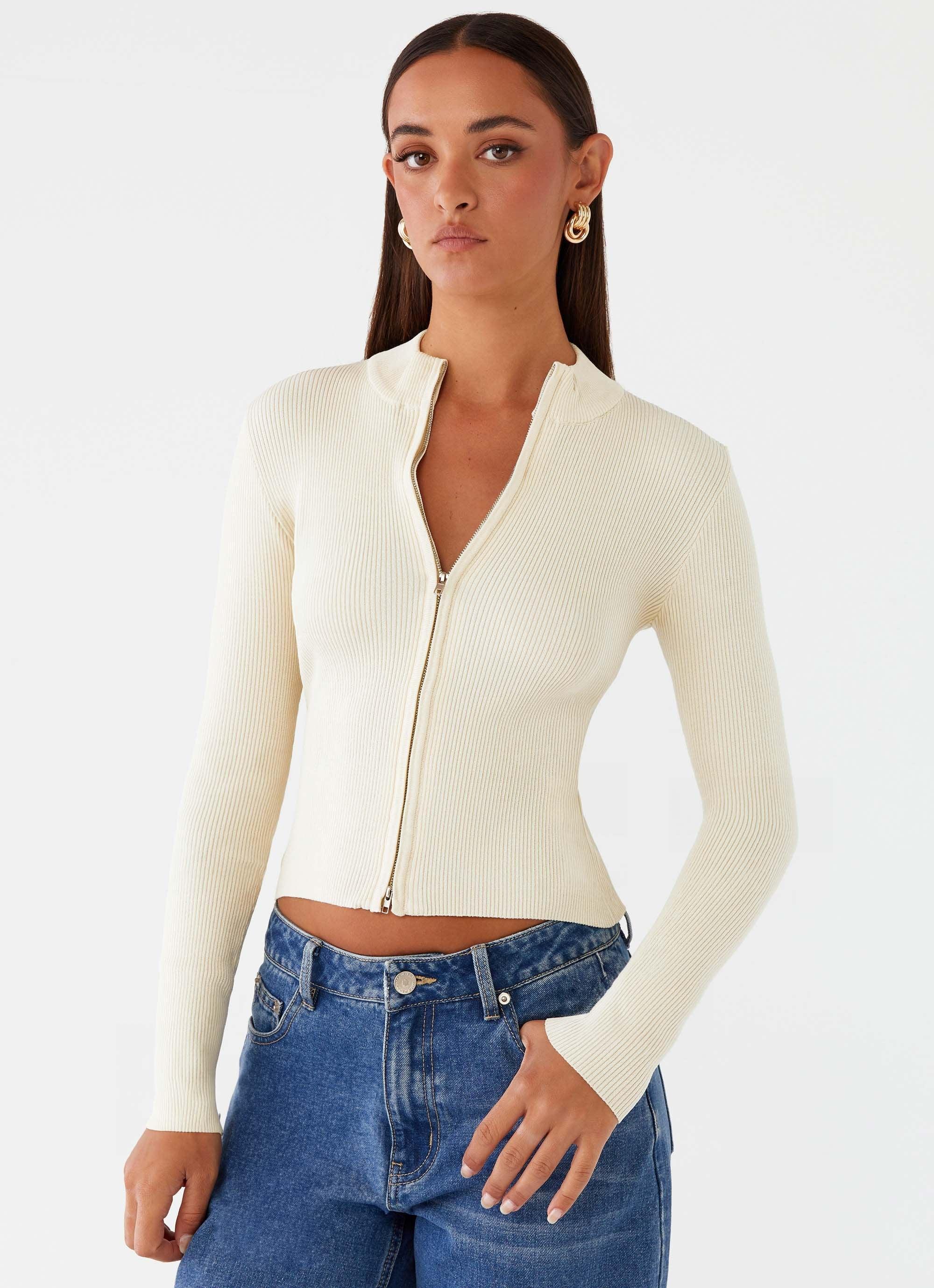 Tilly Long Sleeve Knit Top - Cream Product Image