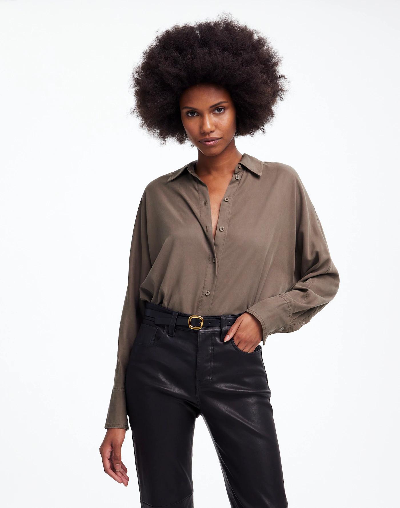 Relaxed Dolman Button-Up Shirt Product Image