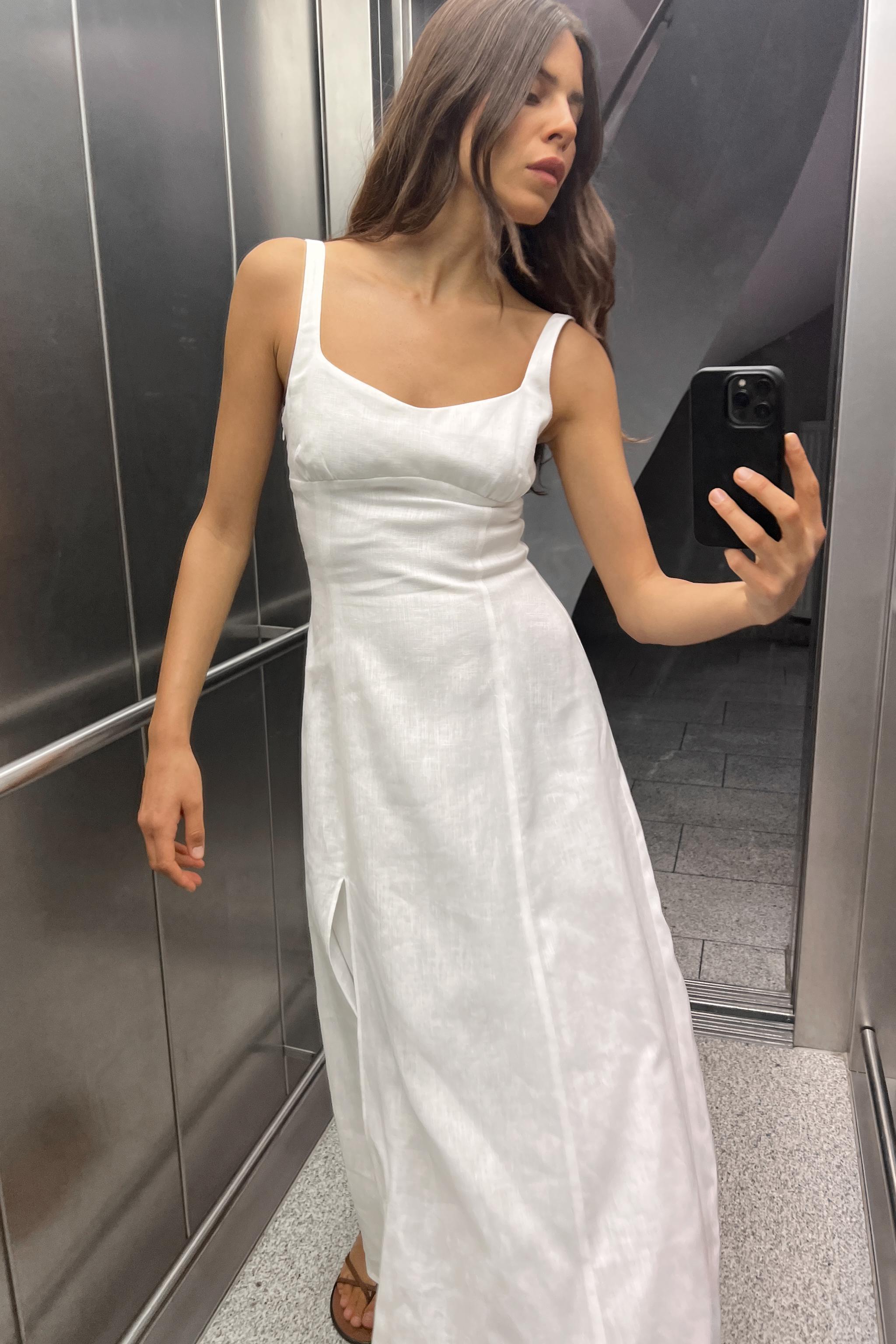 100% LINEN MIDI DRESS Product Image