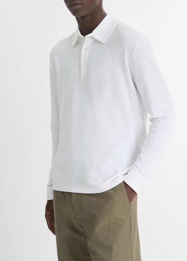 Pima Cotton Piqué Long-Sleeve Polo Shirt Product Image