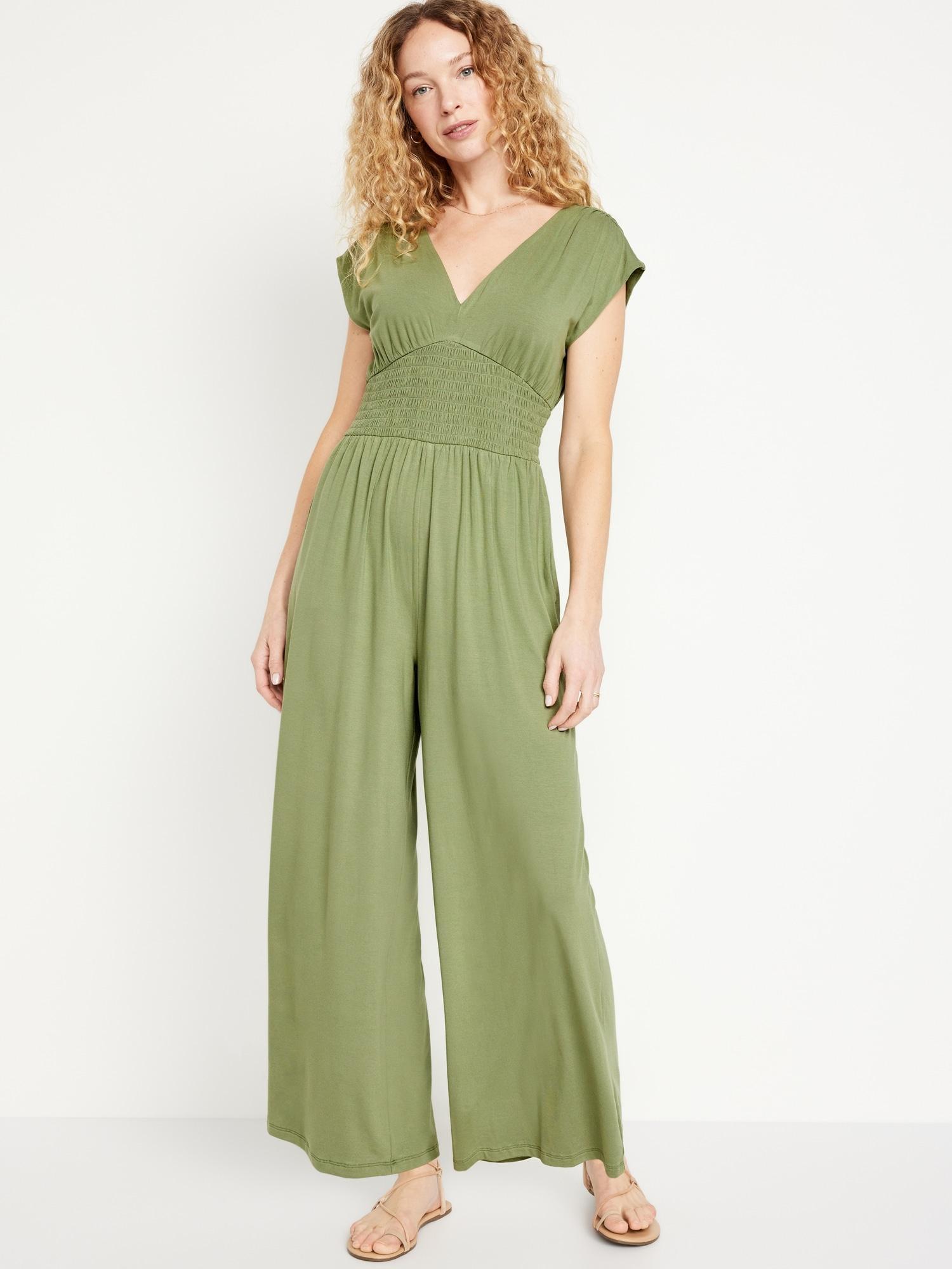 Waist-Defined Shirred Jumpsuit for Women Product Image