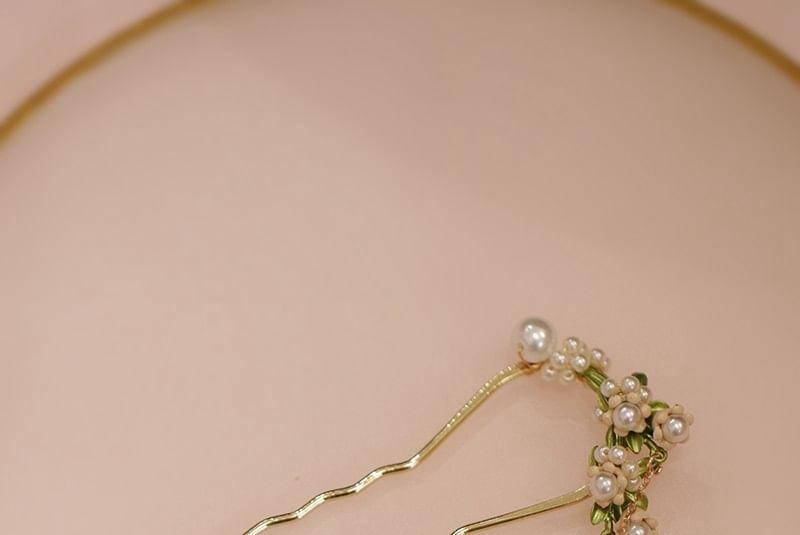 Floral Faux Pearl Alloy Hair Stick Product Image