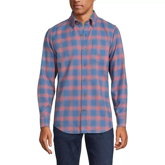 Big & Tall Lands End Tailored-Fit Flagship Flannel Shirt, Mens Balsam Green Plaid Product Image