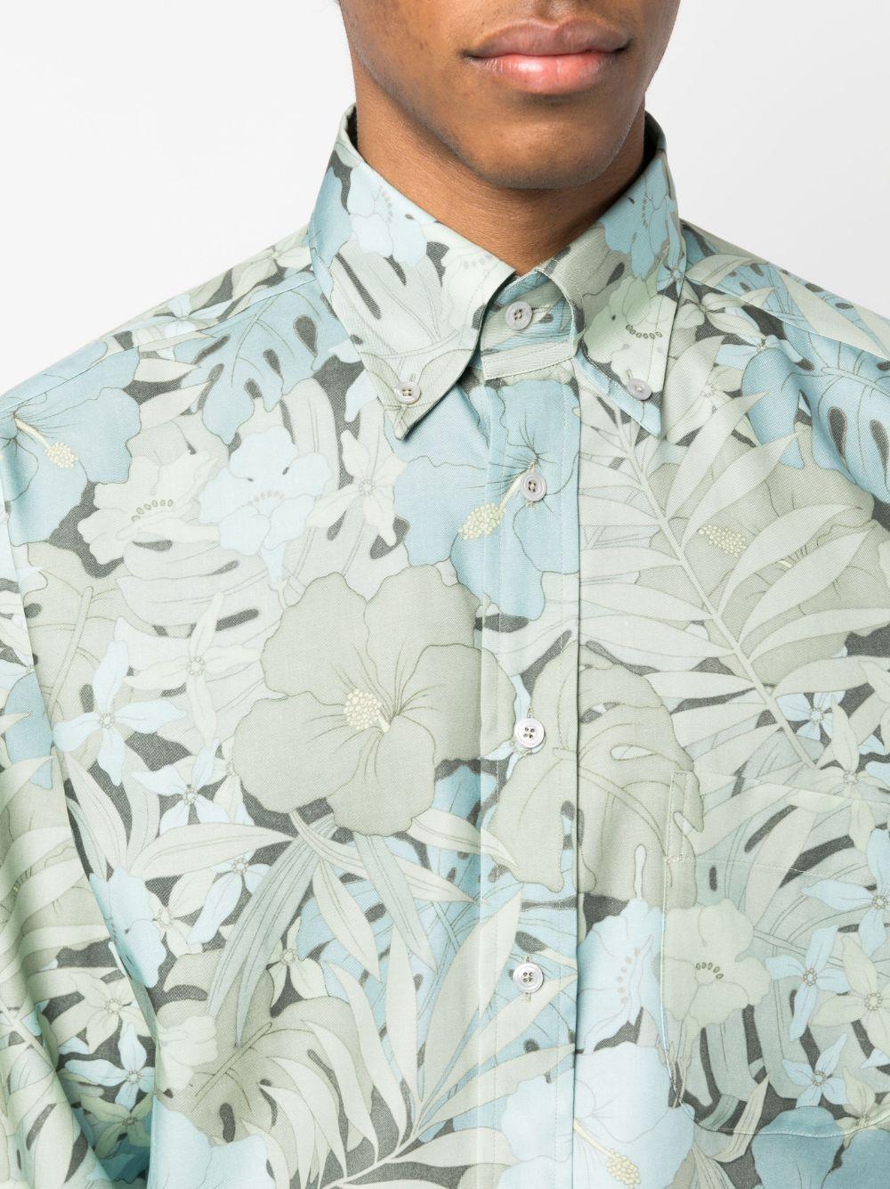 TOM FORD Button-down Collar Floral-print Lyocell-blend Shirt In Multicolore Product Image