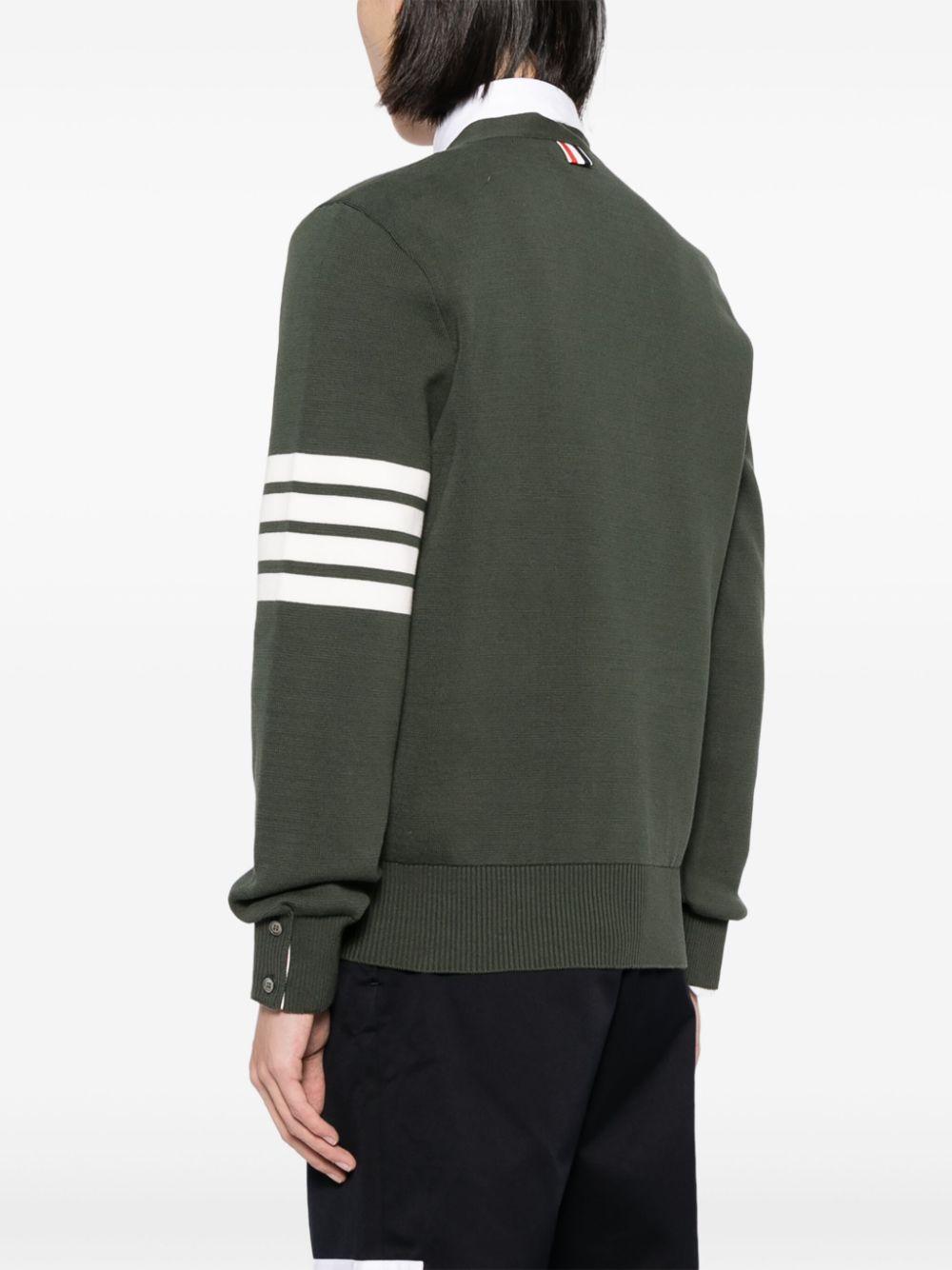 THOM BROWNE Milano Stitch V-neck Cardigan In Green Product Image