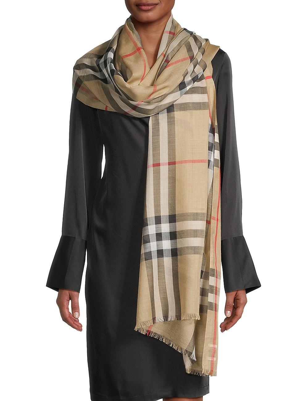 burberry Giant Check Print Wool & Silk Scarf Product Image