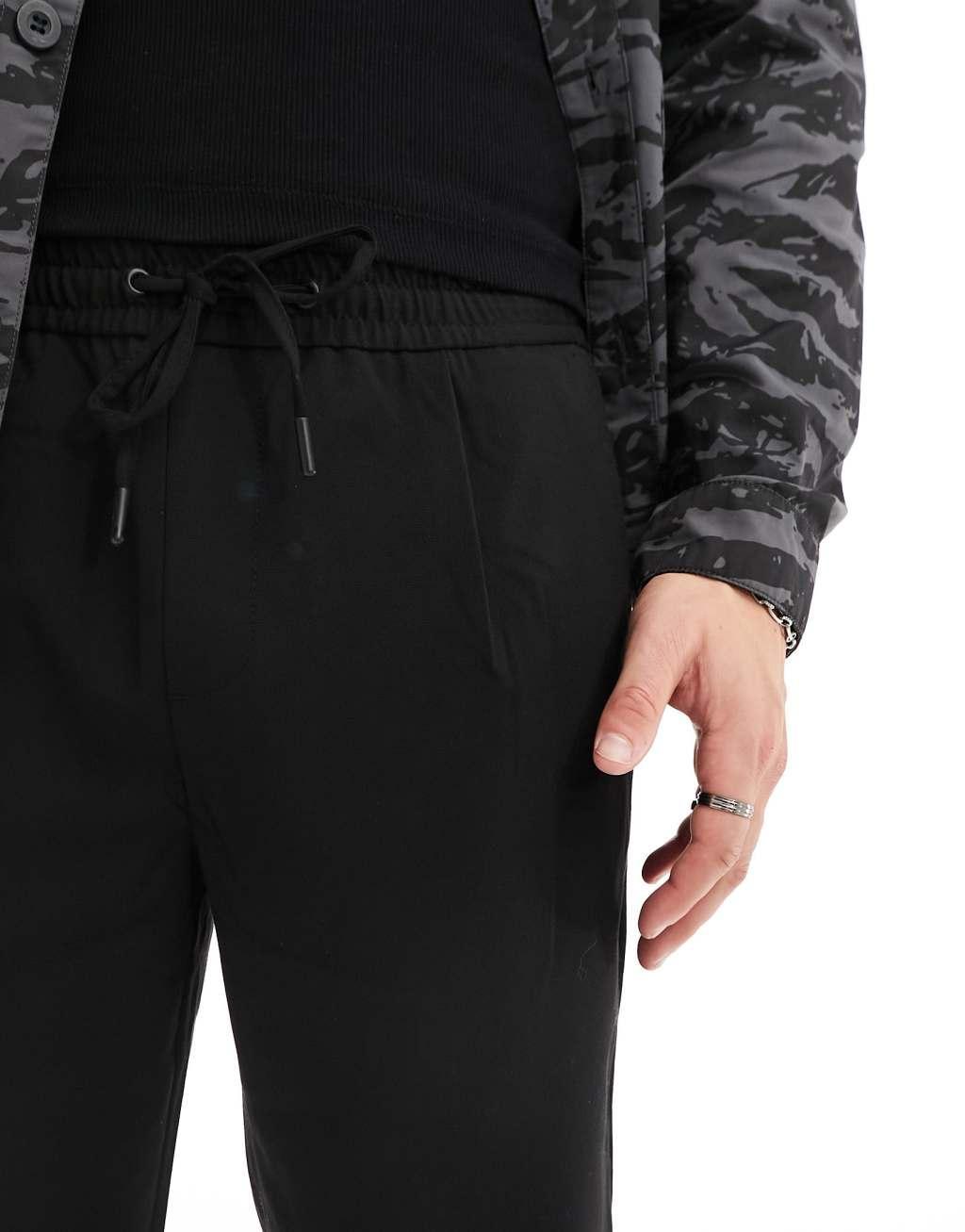 Pull&Bear tailored pants in black Product Image