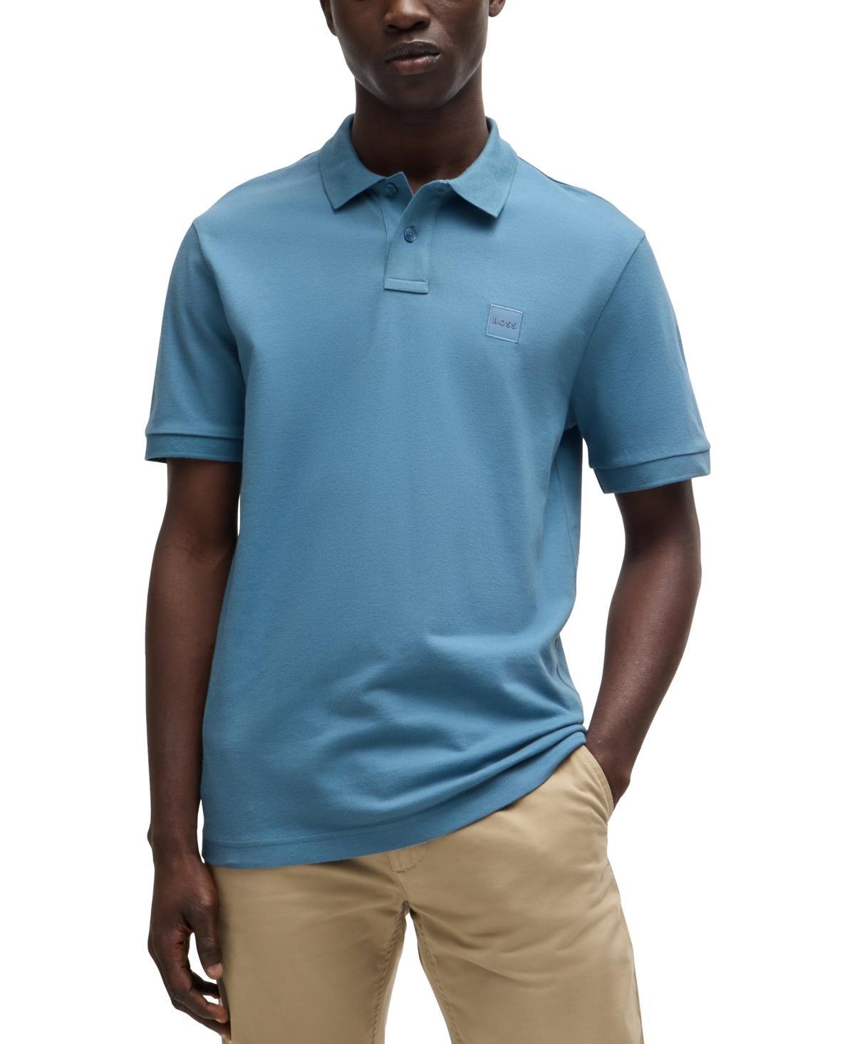 Passenger Mens Stretch-cotton Slim-fit Polo Shirt With Log In Open Blue 486 Product Image