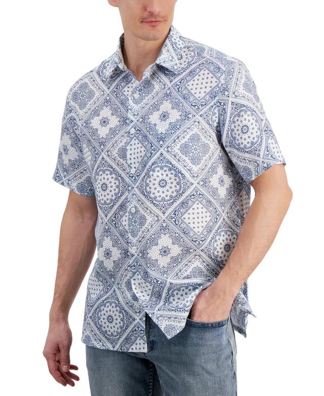 Club Room Mens Linen Bandana-Print Short-Sleeve Shirt, Created for Macys Product Image