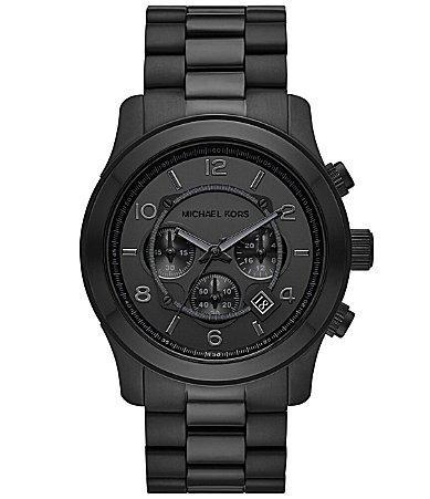 Michael Kors Mens Runway Chronograph Black Stainless Steel Bracelet Watch Product Image