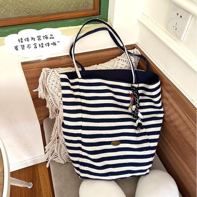 Striped Canvas Tote Bag Product Image