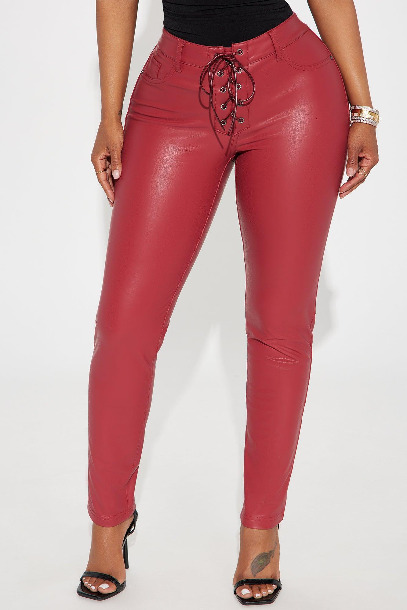 Here For You Faux Leather Skinny Pant - Brick Red Product Image