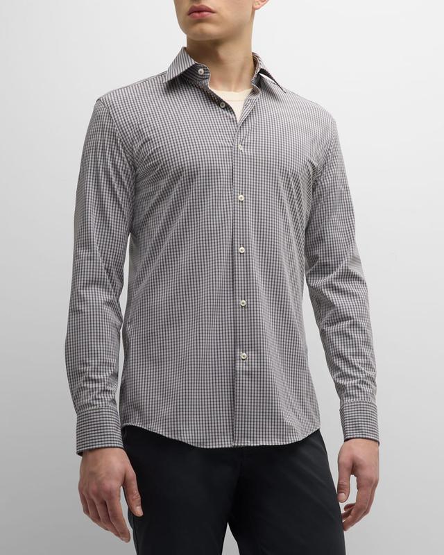 Mens Cotton Micro-Check Sport Shirt Product Image