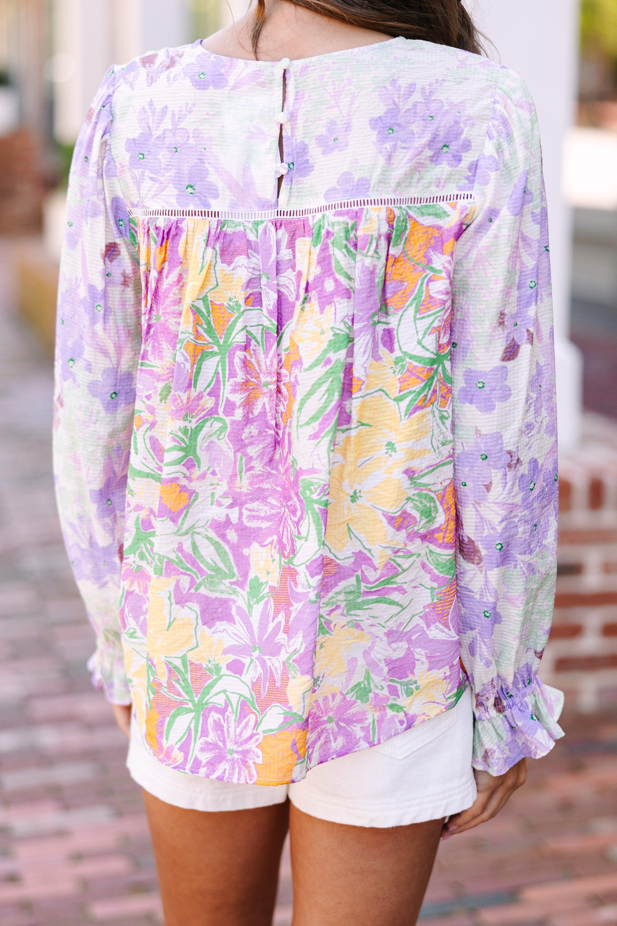 All About It Lavender Purple Floral Blouse Female Product Image