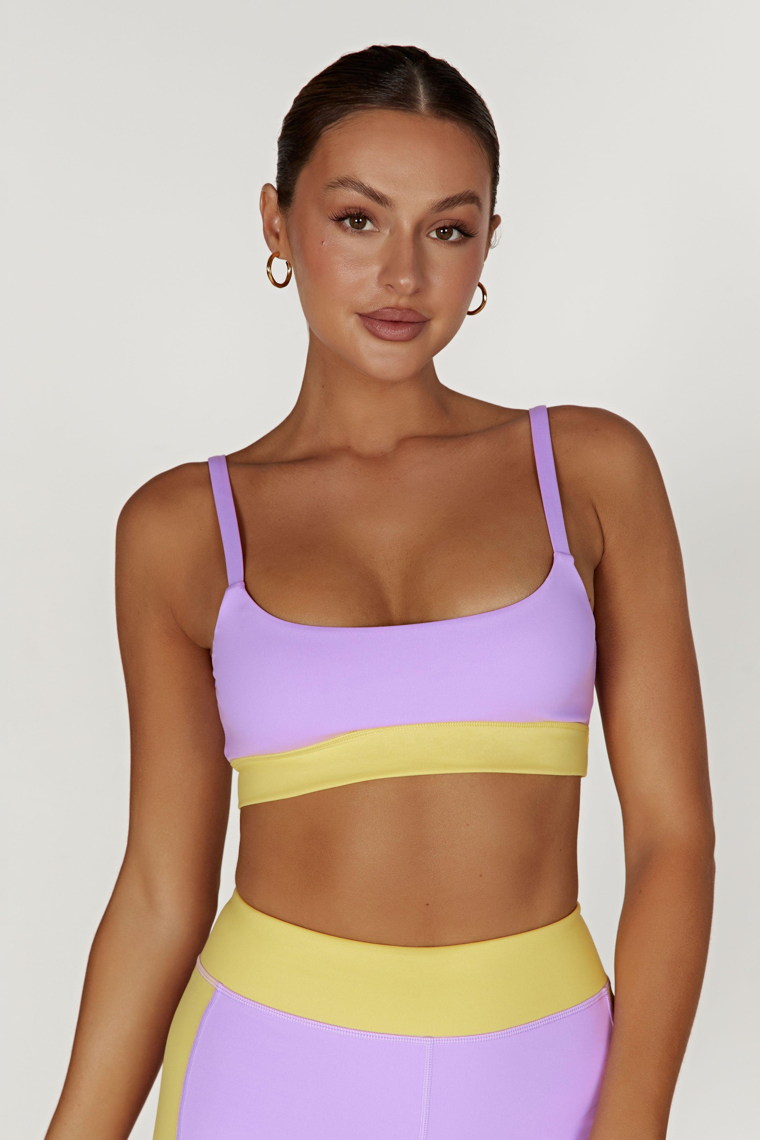 Nickie Two Tone Sports Bralette - Lilac/Yellow Product Image