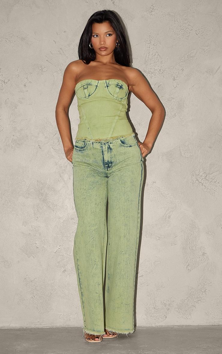 Green Tint Acid Wash Corset Crop Top Product Image