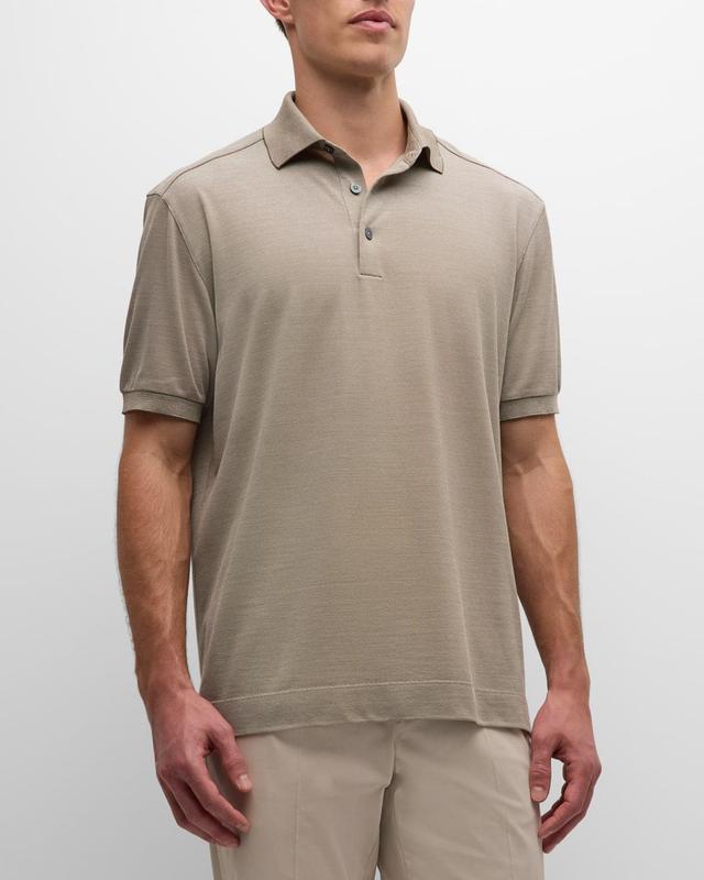 Men's Cotton and Silk Polo Shirt Product Image