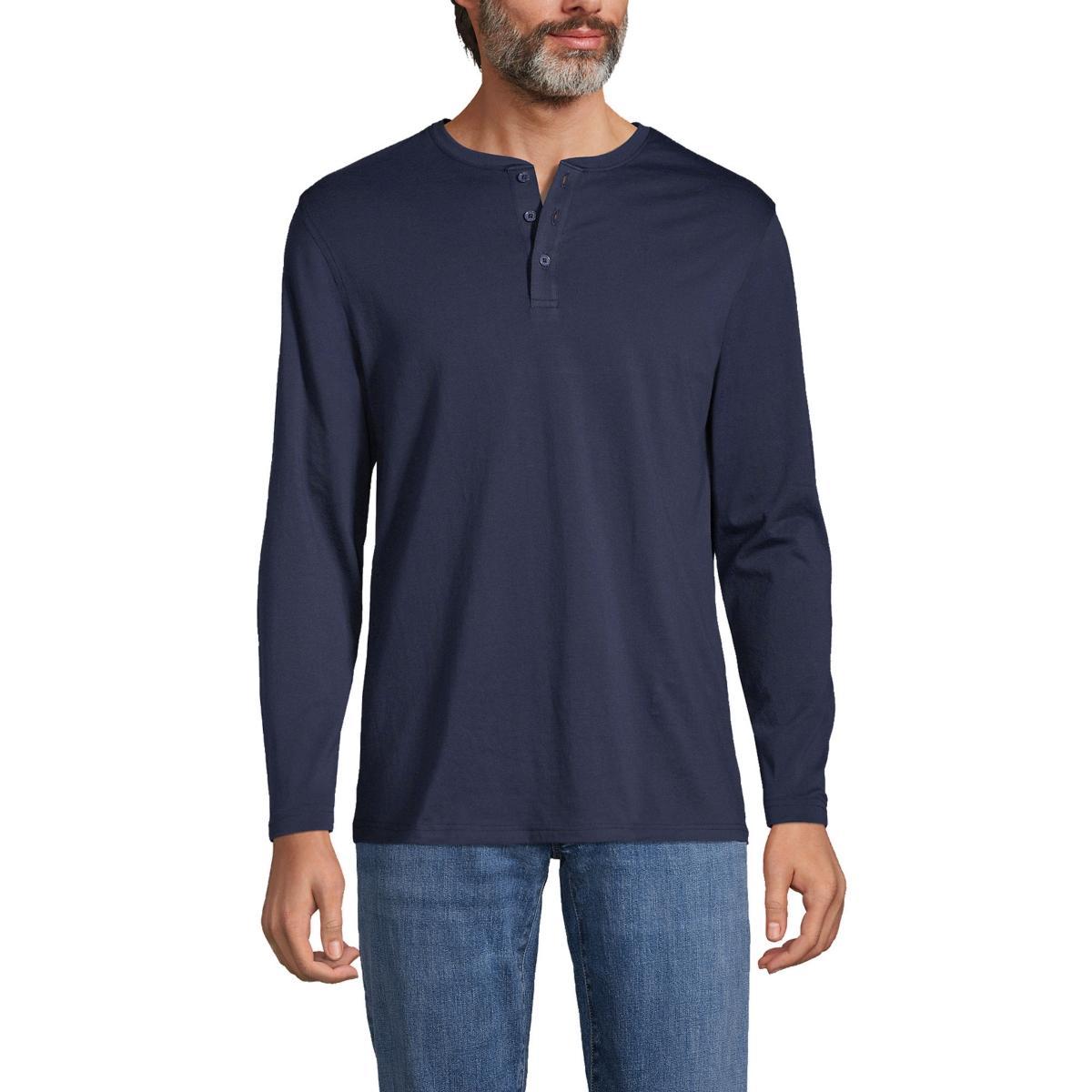 Lands End Mens Supima Jersey Long Sleeve Henley T-Shirt Product Image