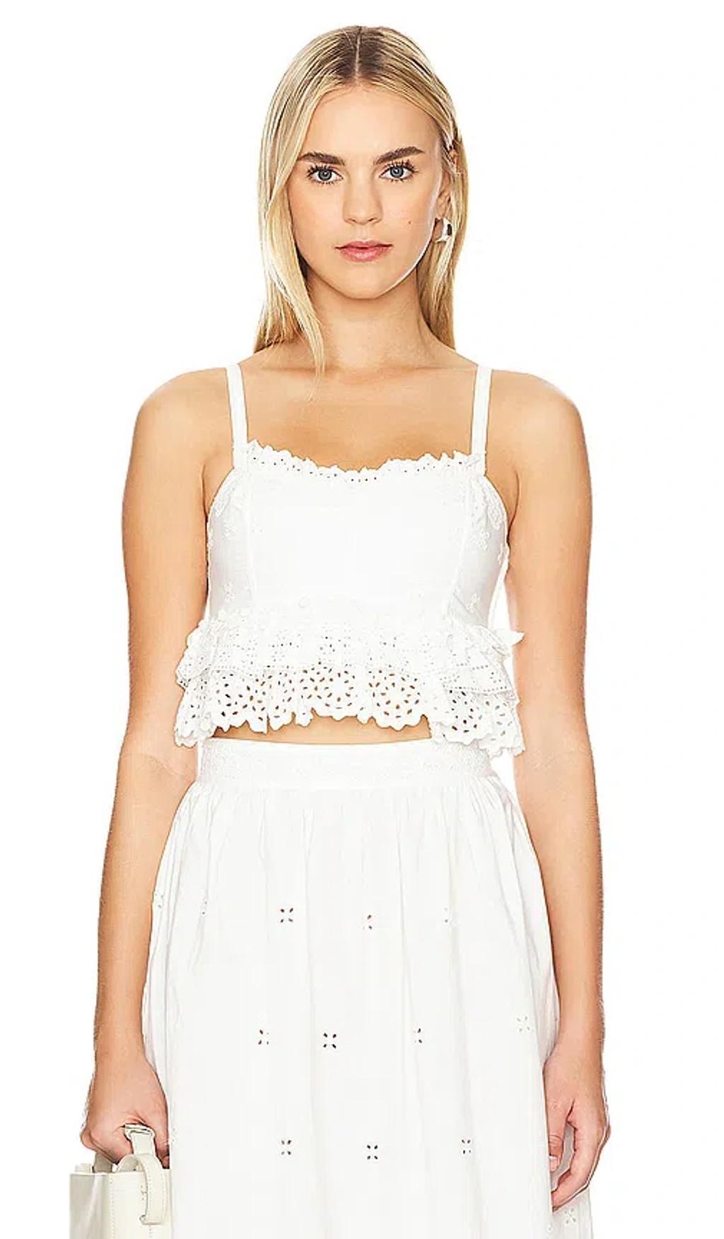 Women's Clarissa Eyelet Fitted Crop Top In Cowrie Product Image