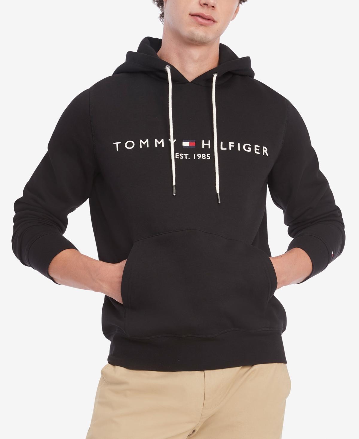 Mens Tommy Hilfiger Embroidered Logo Hoodie Cloud Grey Product Image