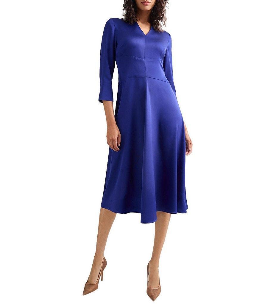 MISOOK Crepe De Chine V-Neck 3/4 Sleeve Midi Sheath Dress Product Image