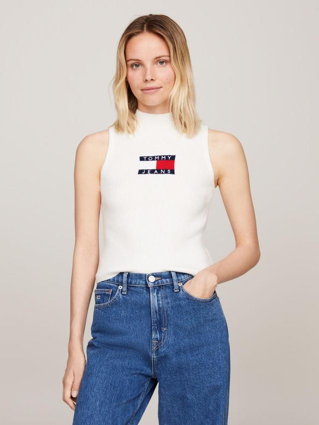 Tommy Hilfiger Women's Sleeveless Mockneck Flag Logo Sweater Product Image