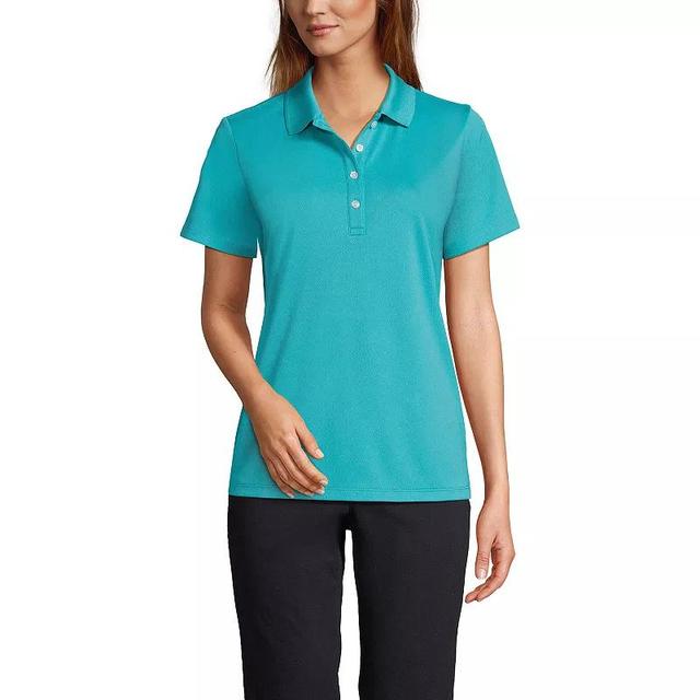 Womens Lands End Short Sleeve Solid Active Polo Shirt Peacock Blue Product Image