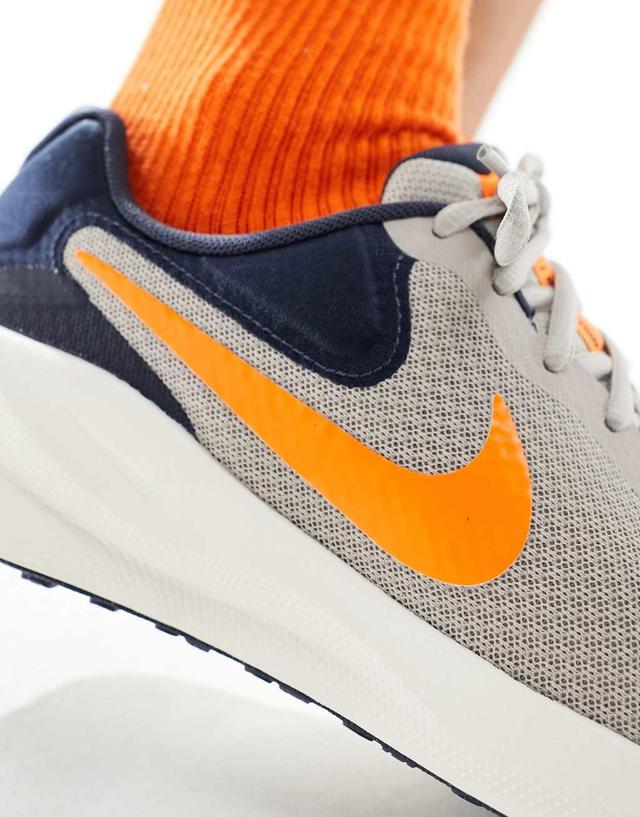 Nike Running Revolution 7 sneakers in gray and orange Product Image