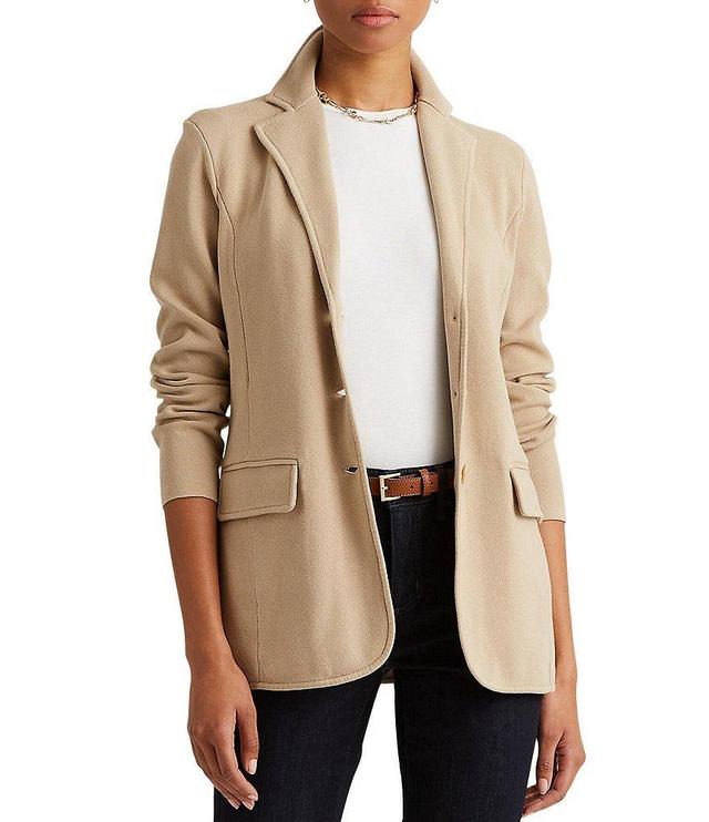 Lauren Ralph Lauren Notch Lapel Long Sleeve Cotton Knit Blazer Product Image