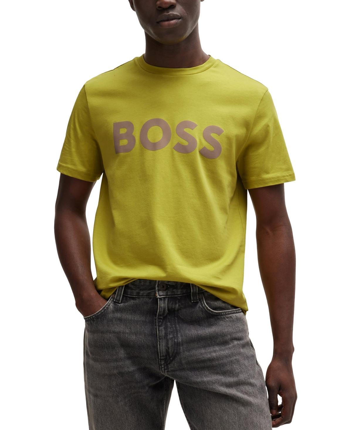 Cotton-jersey T-shirt With Rubber-print Logo In Light Green Product Image