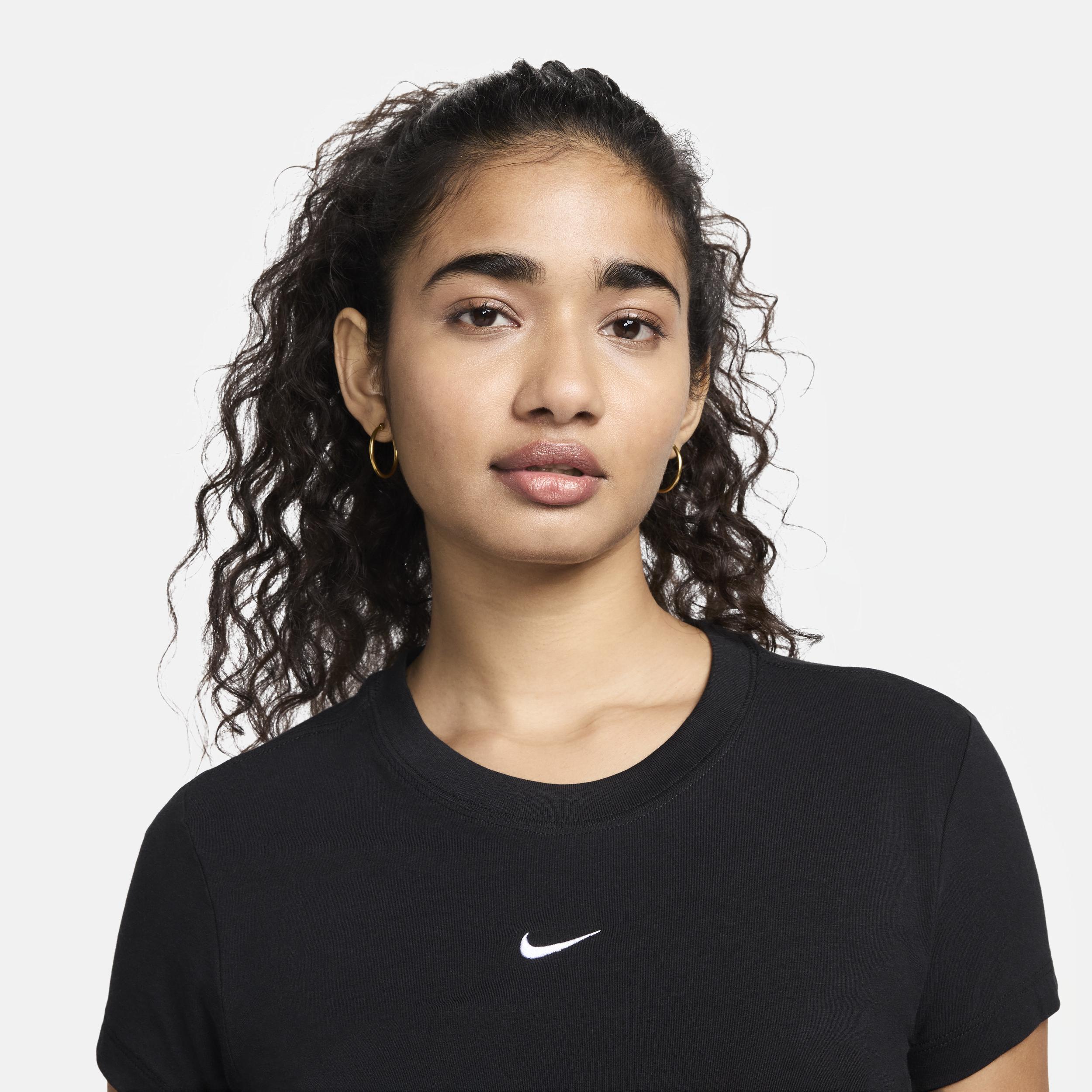 Nike Womens Nike Chill Knit Crop T-Shirt - Womens White/Black Product Image