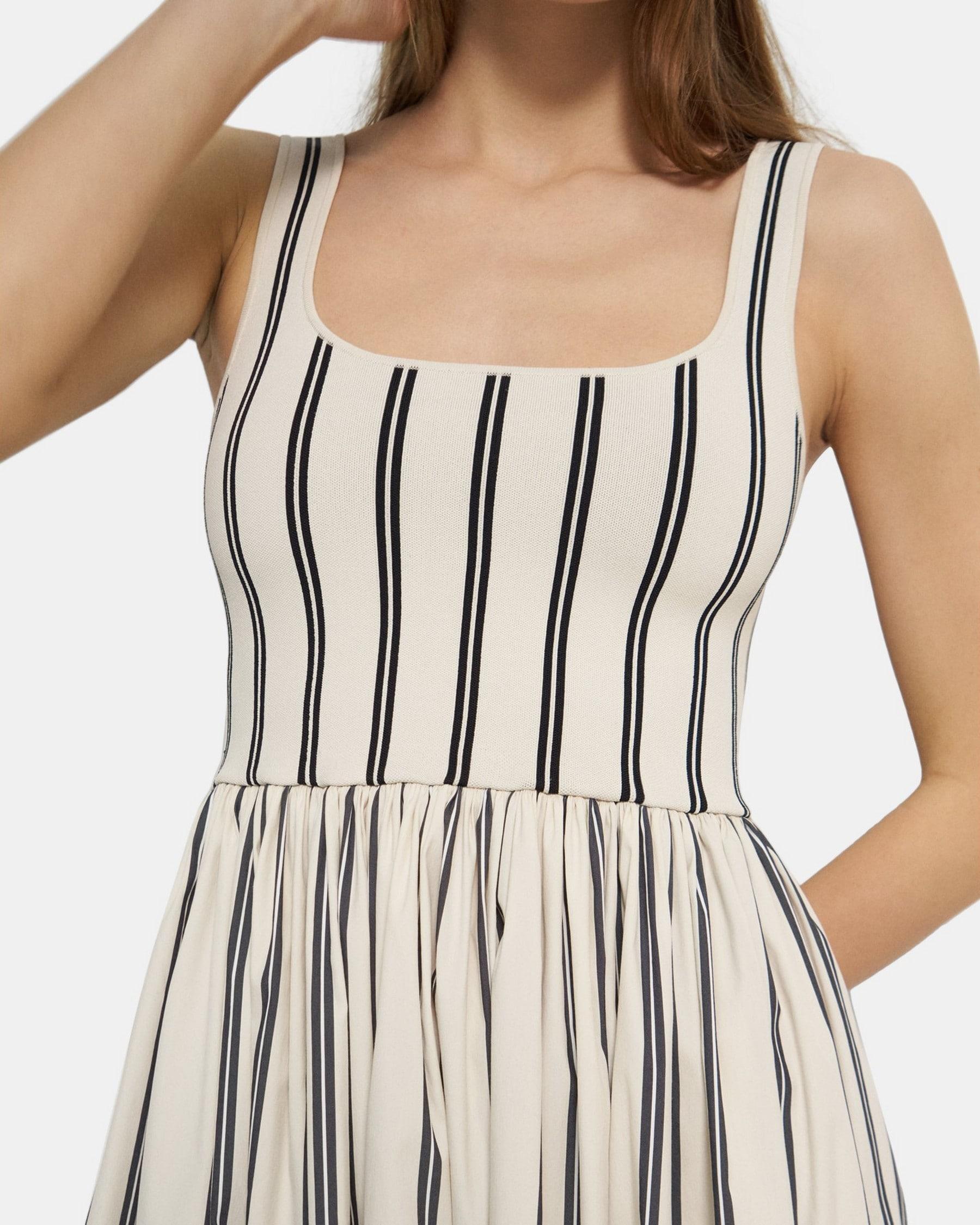 Sleeveless Dress in Striped Stretch Knit Product Image