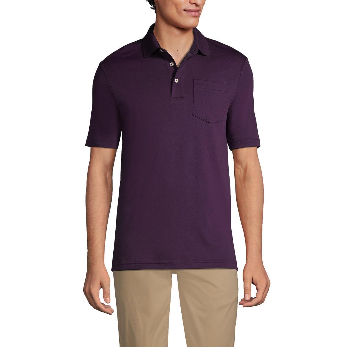 Lands End Mens Short Sleeve Cotton Supima Polo Shirt with Pocket Product Image