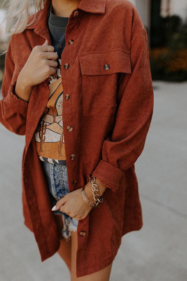 Lattes At The Lodge Corduroy Dress In Rust Product Image