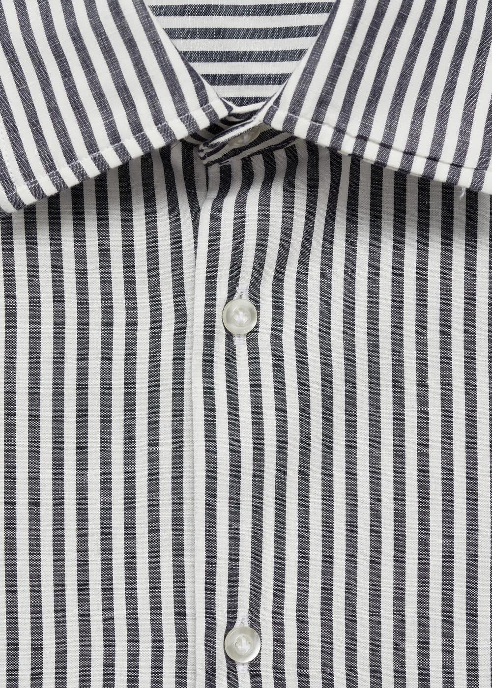 MANGO MAN - Regular-fit striped cotton-linen shirt charcoalMen Product Image