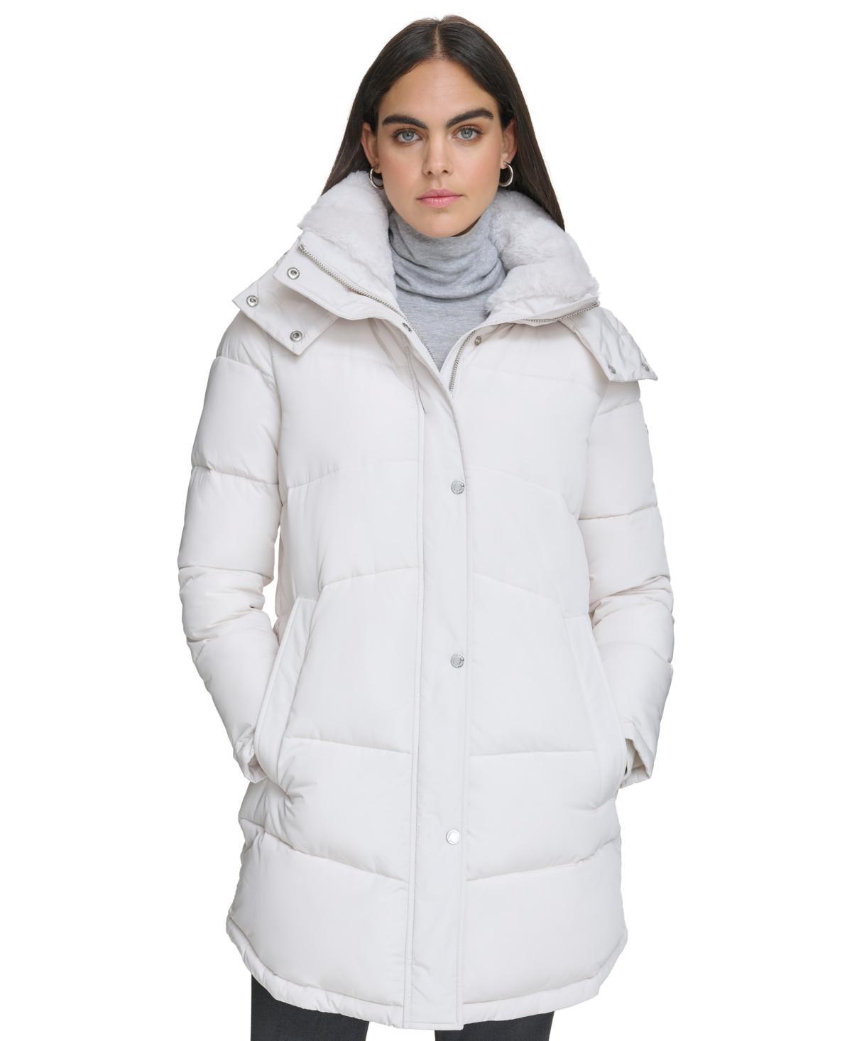 Calvin Klein Womens Petite Hooded Puffer Coat, Created for Macys Product Image