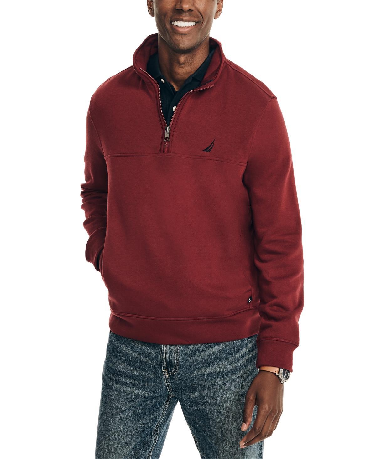 Nautica Mens J-Class Classic-Fit Quarter Zip Fleece Sweatshirt Product Image