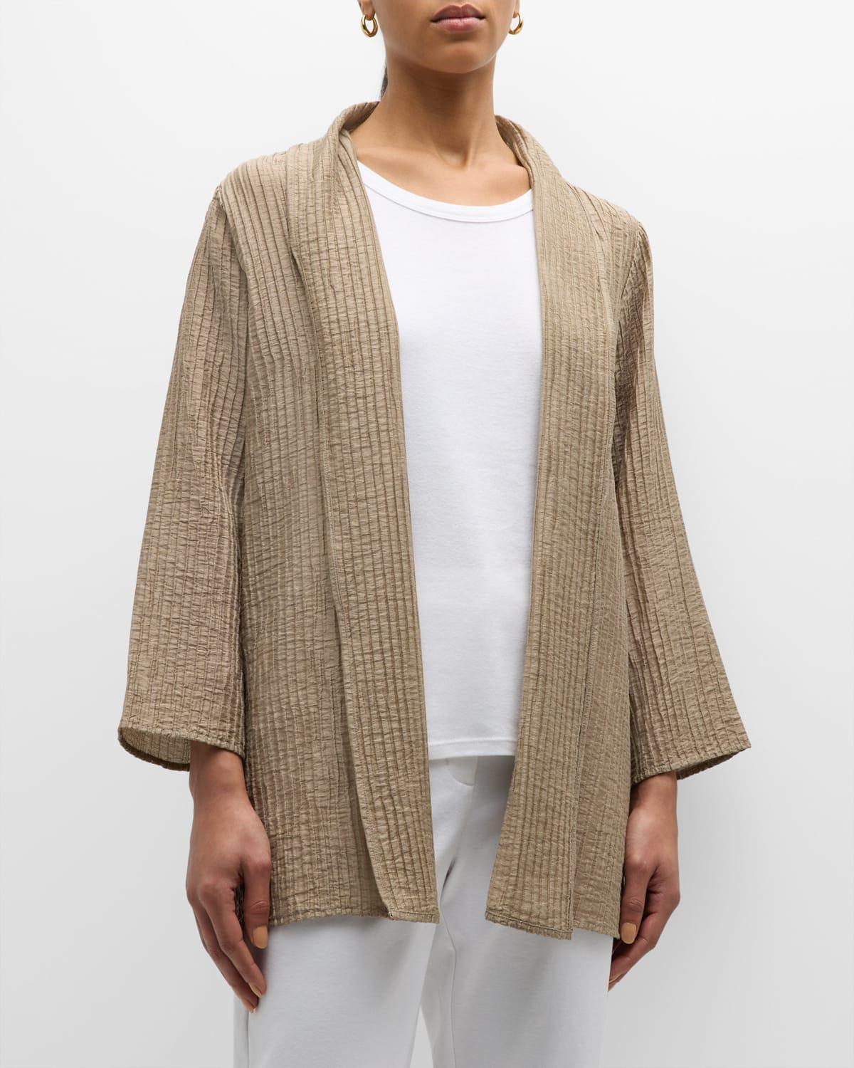 Shawl-Collar Crinkled Open-Front Jacket Product Image