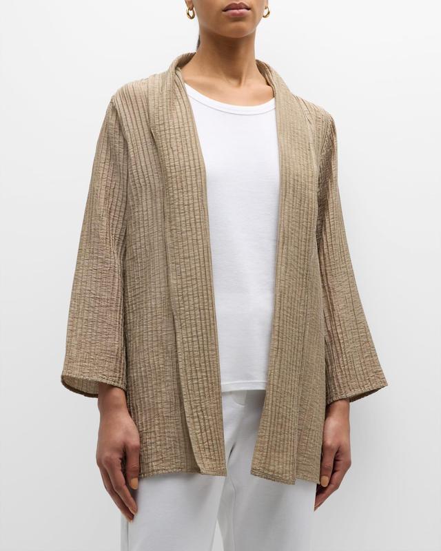 Shawl-Collar Crinkled Open-Front Jacket Product Image