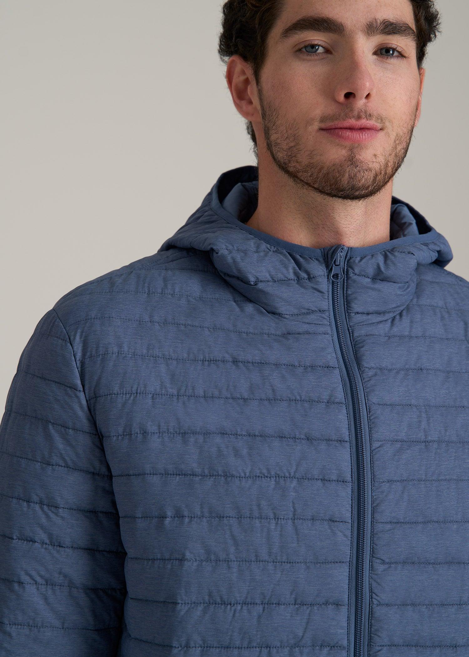 Tall Men's Packable Puffer Jacket in Steel Blue Male Product Image