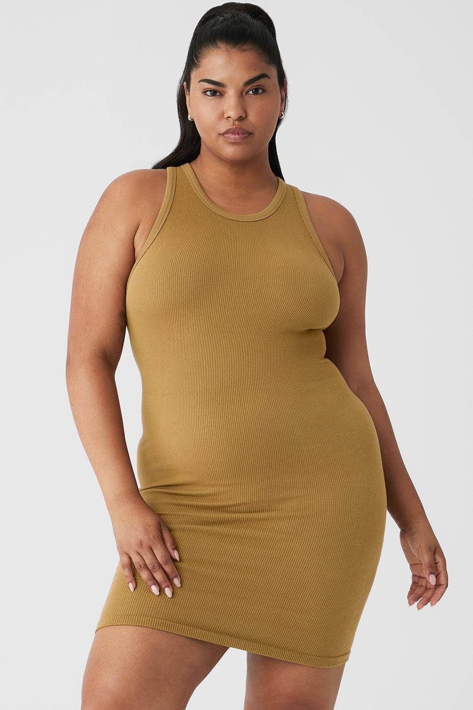 Alo Yoga | Seamless Ribbed Warm Nights Dress Green Product Image