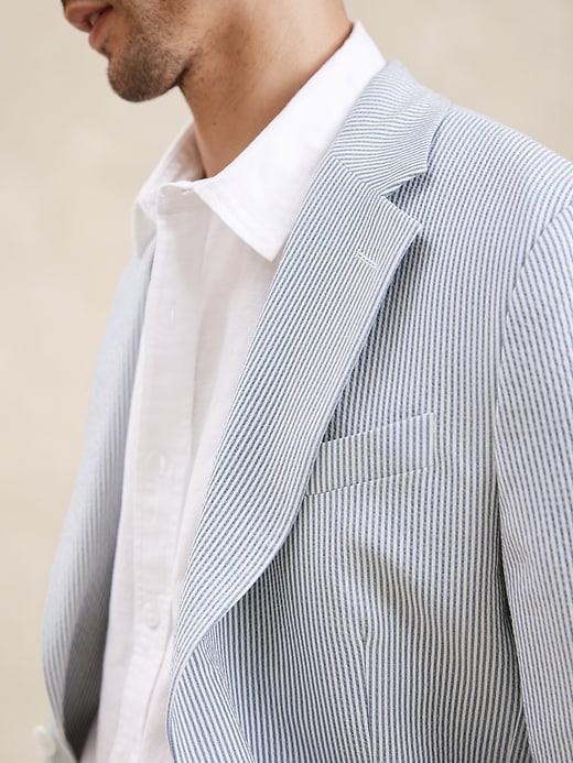 Tailored-Fit Striped Seersucker Suit Jacket Product Image