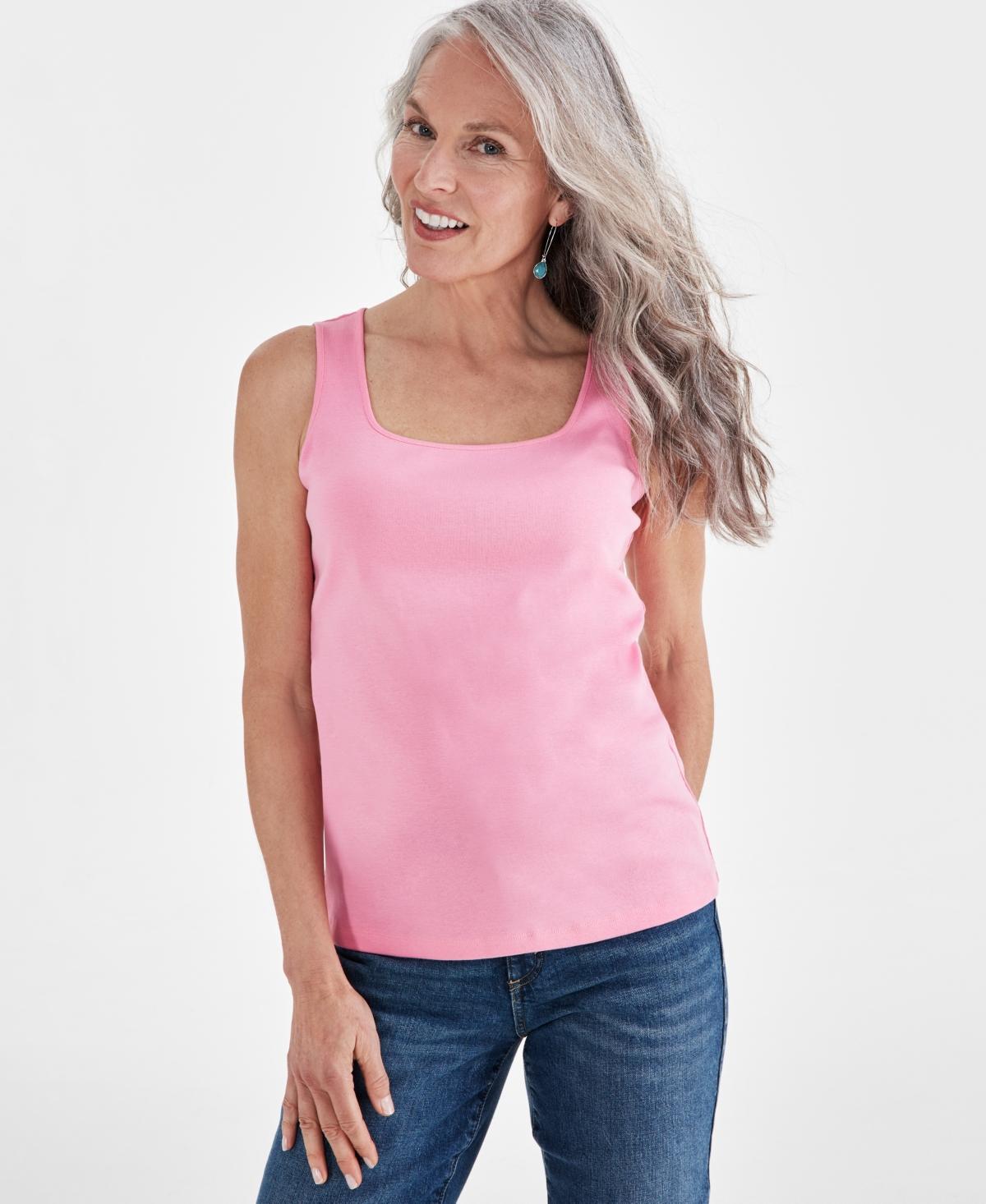 Women's Cotton Square-Neck Tank Top, Created for Macy's Product Image