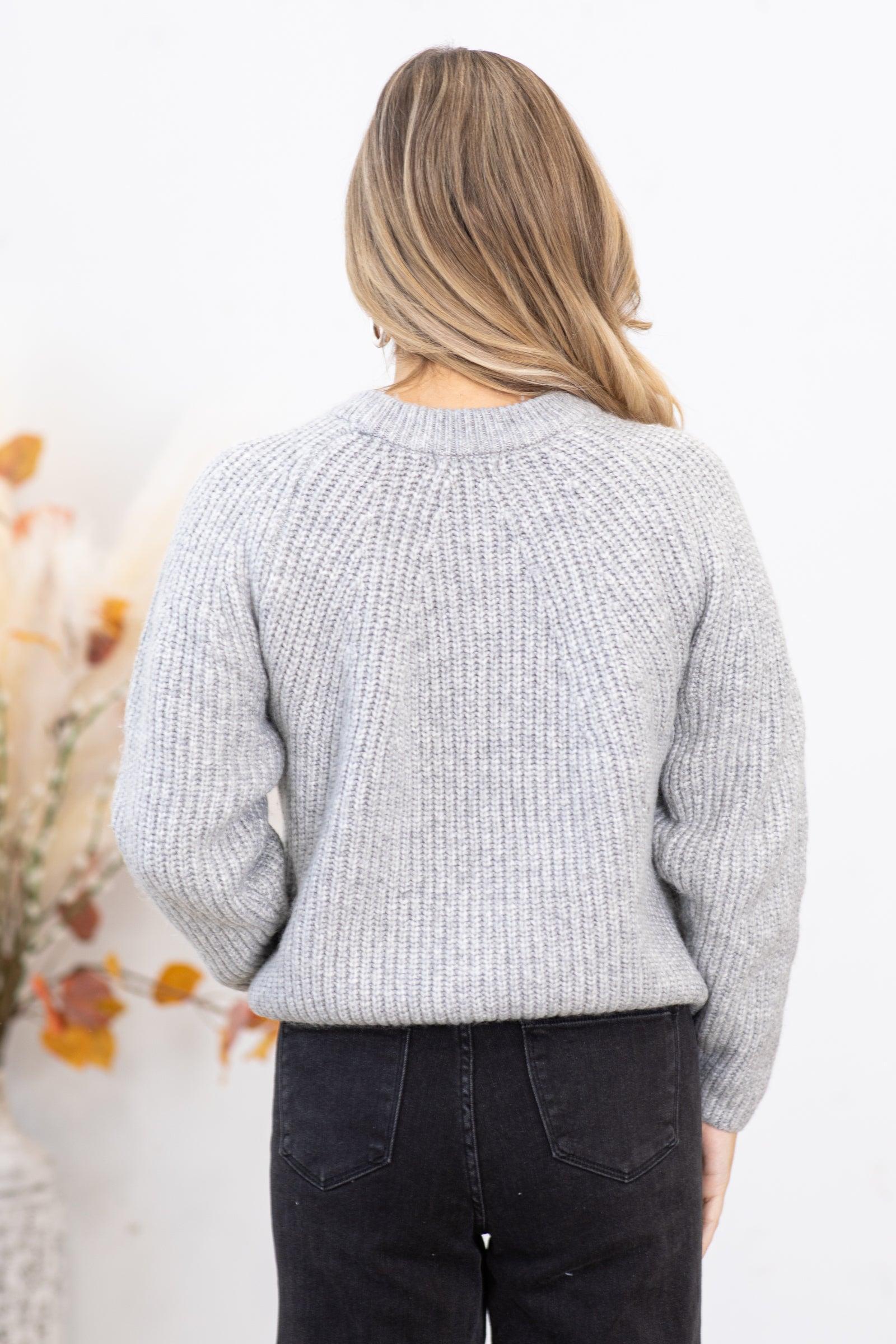 Light Grey Ribbed Round Neck Sweater Product Image