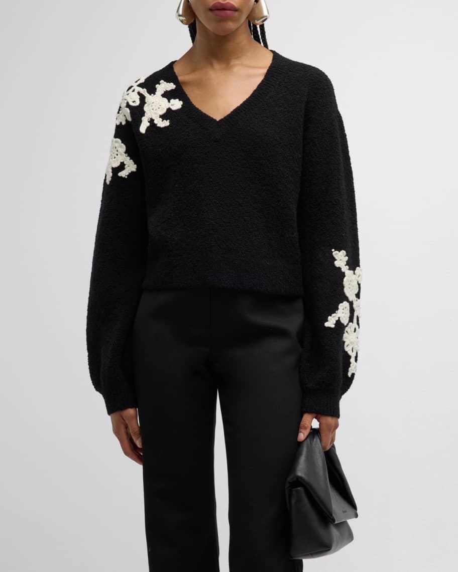 Dana Floral Crochet Wool-Blend Sweater Product Image