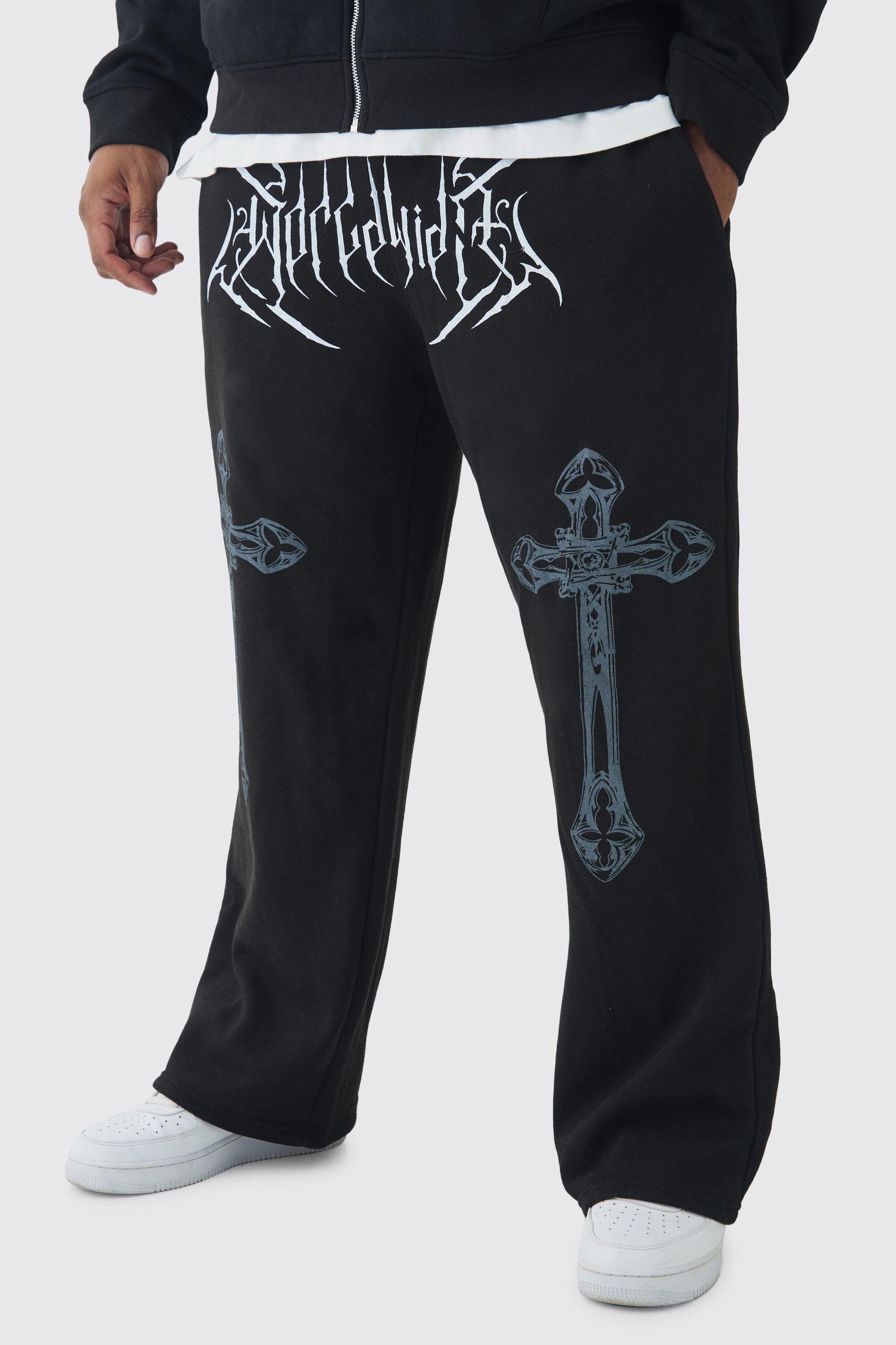 Plus Relaxed Worldwide Cross Sweatpants | boohooMAN USA Product Image