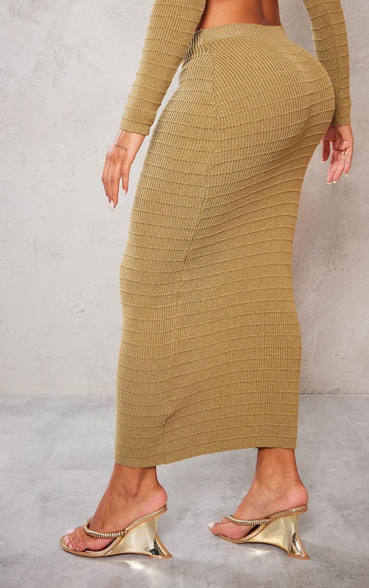 Shape Khaki Panelled Knit Midaxi Skirt Product Image