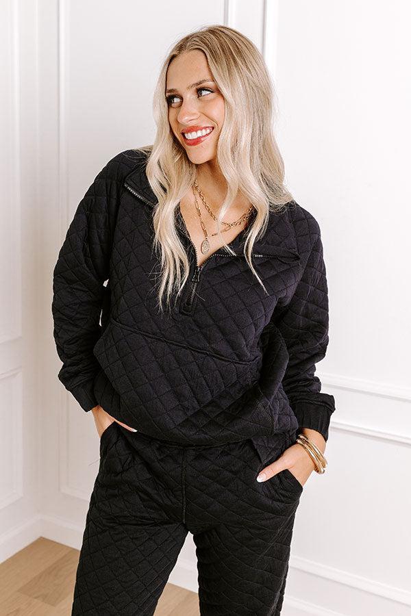 Paris Mornings Quilted Sweater In Black Product Image