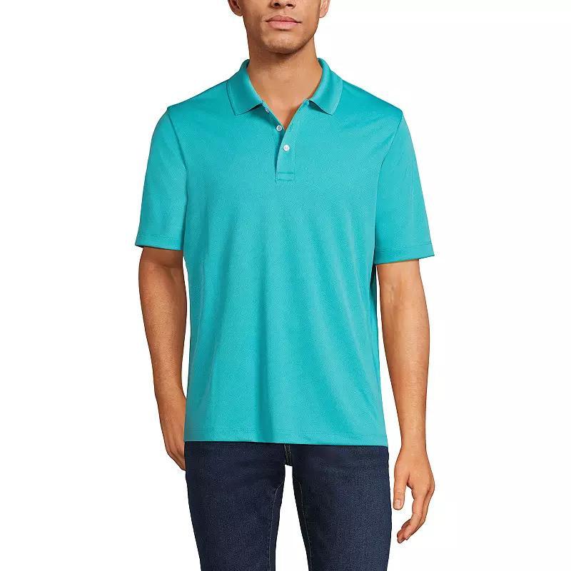 Mens Big Lands End School Uniform Solid Active Polo Peacock Blue Product Image