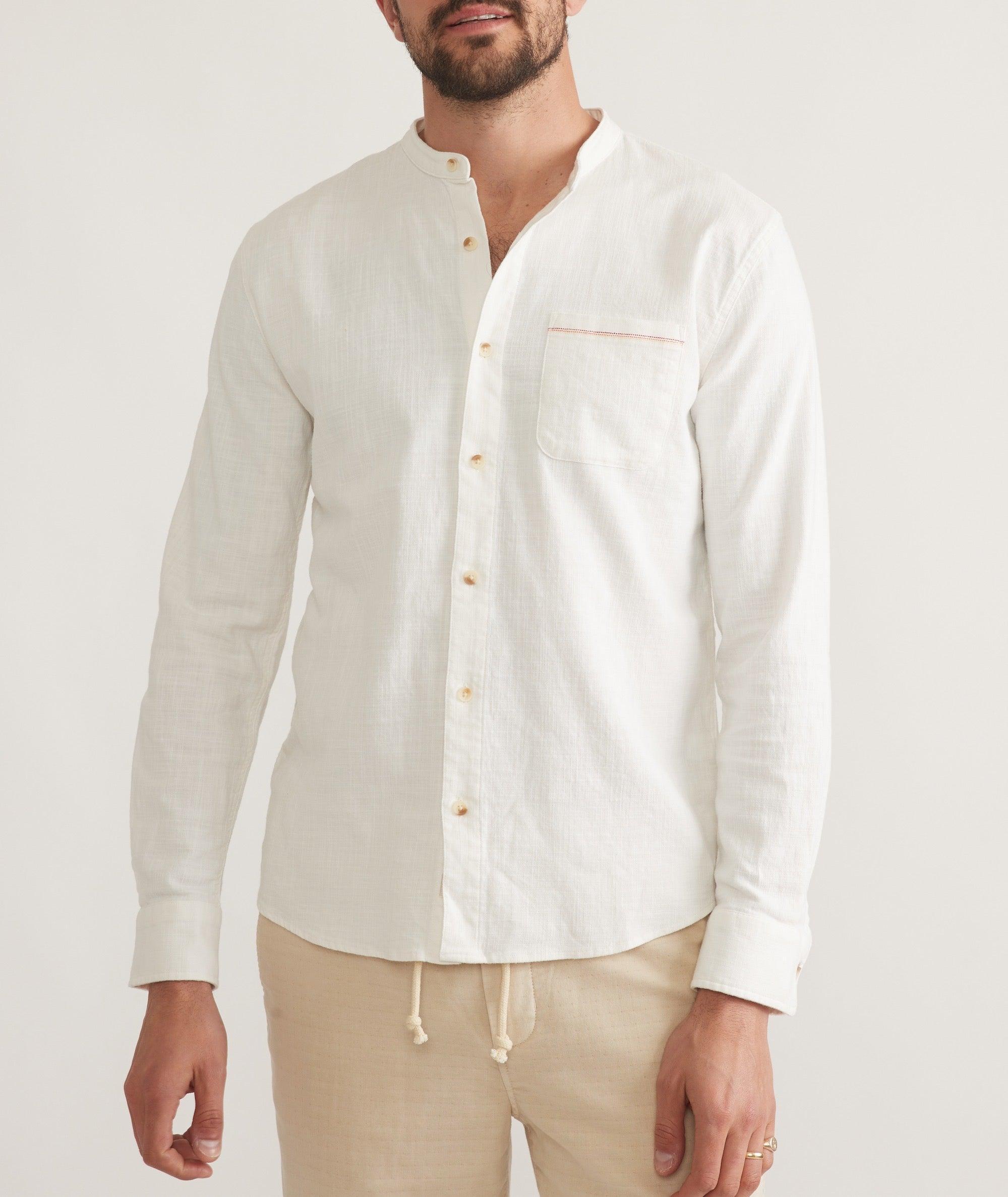 Banded Collar Stretch Selvage Shirt Product Image